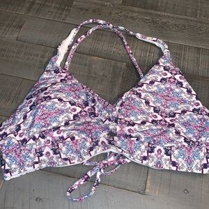 Soluna Swim Floral Bikini Top NWOT Size S E(DD)‎